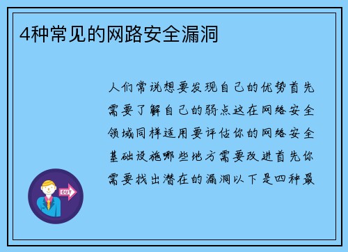4种常见的网路安全漏洞 